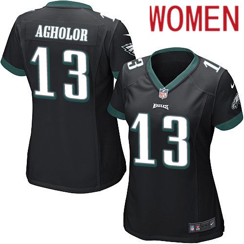 Women Philadelphia Eagles #13 Nelson Agholor Nike Black Game NFL Jersey->women nfl jersey->Women Jersey